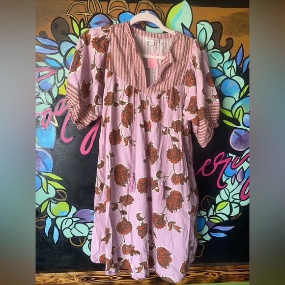 Knox Rose Dresses & Skirts - Knox Rose pink crepe floral dress with short balloon sleeves Womens Size Small